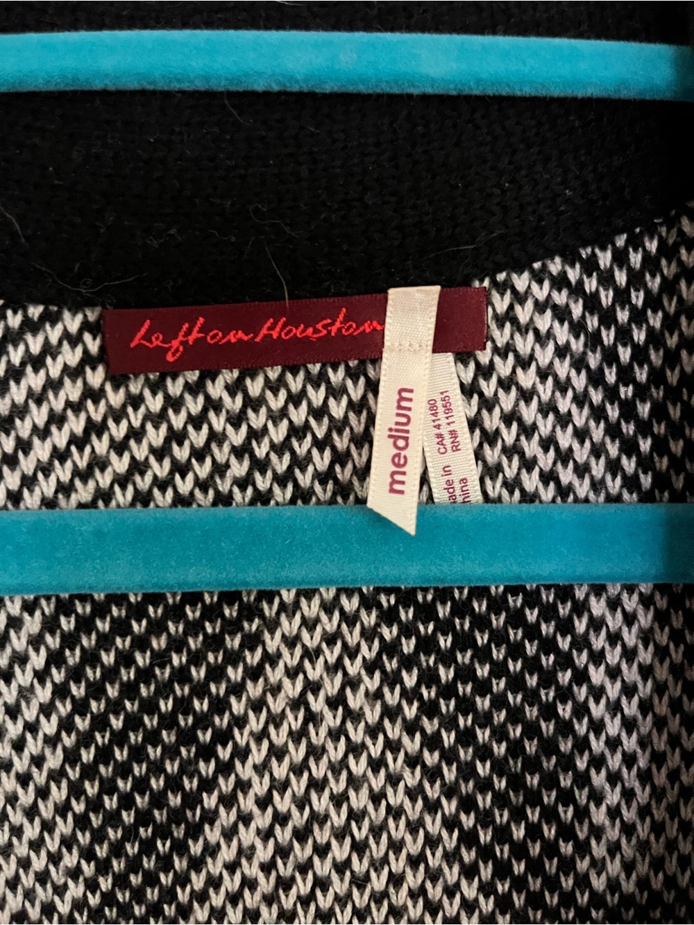 Lefton Black and Cream Geometric Open-Front Cardigan - Picture 2 of 3